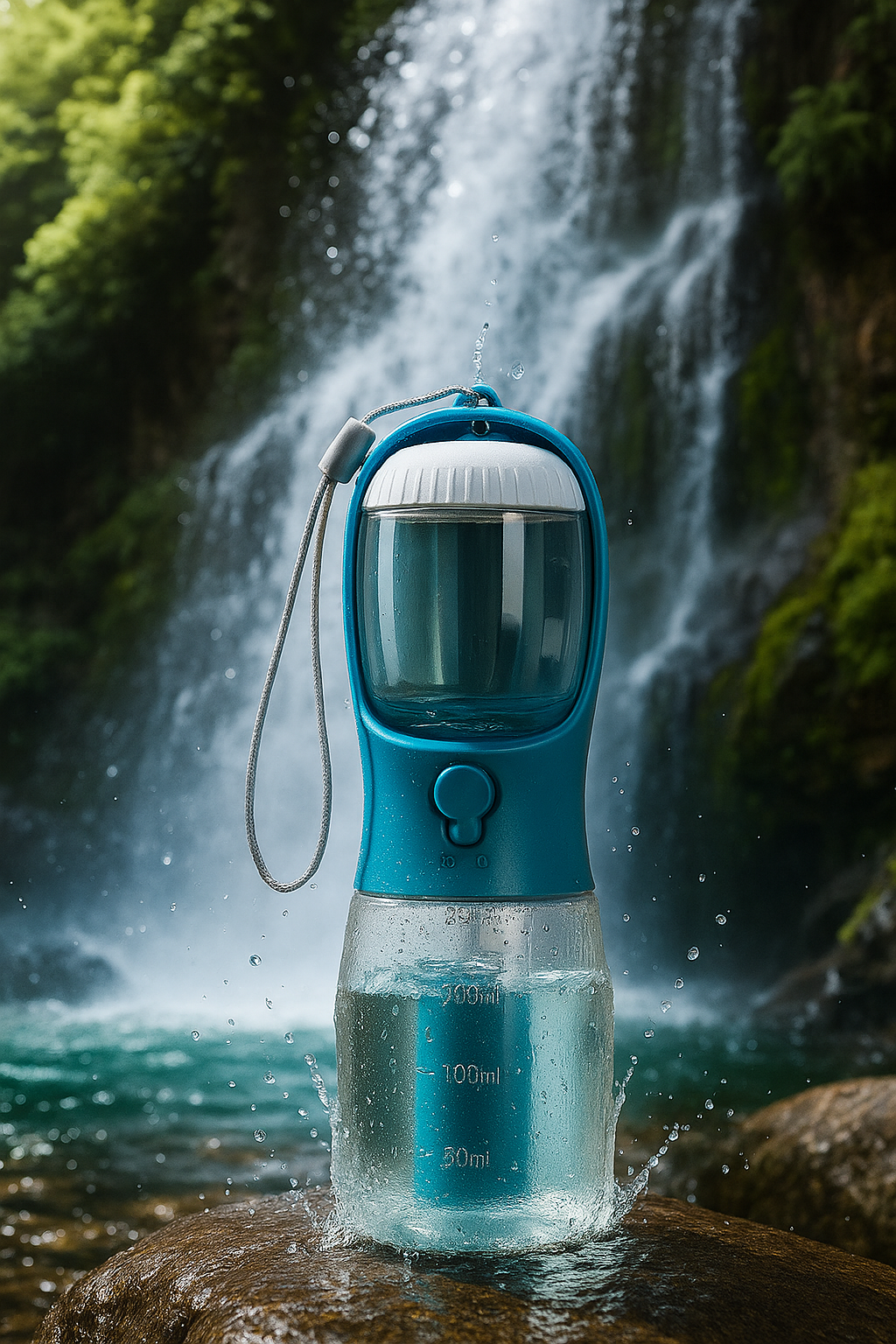 GassiHeld – 3-in-1 Hundetrinkflasche mit Napf, Futterfach, Kotbeutelspender & Filter